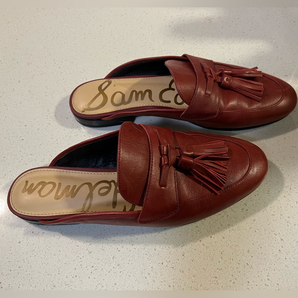 Sam Edelman Red Leather Mules